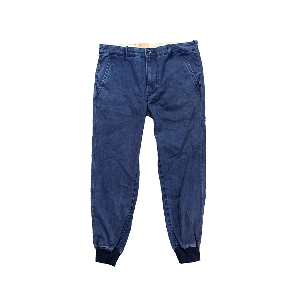 Levis Chino Joggers Mens 34 Blue Regular Fit Tapered Leg Ribbed Cuff Denim